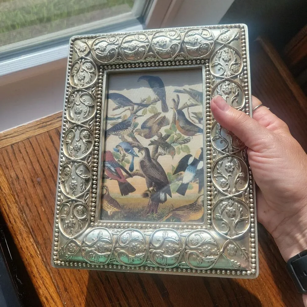 Vtg Ornate Picture Frame Lot 3.5x5 4x6 Baroque Rococo Silver Tone Resin Tabletop